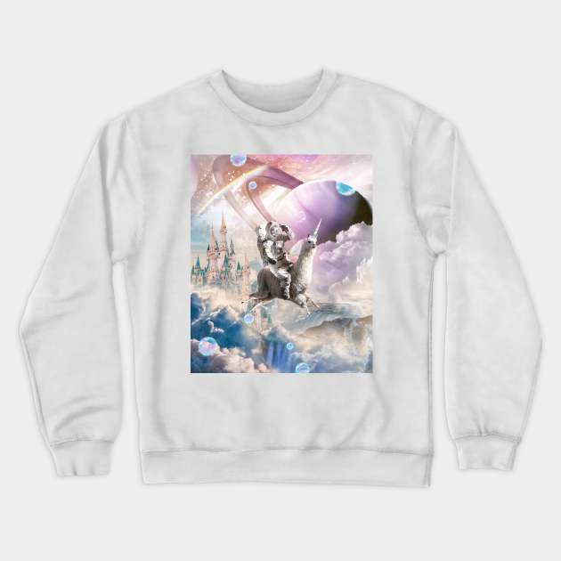 Galaxy Astronaut Sloth Riding Llama Unicorn Crewneck Sweatshirt by Random Galaxy